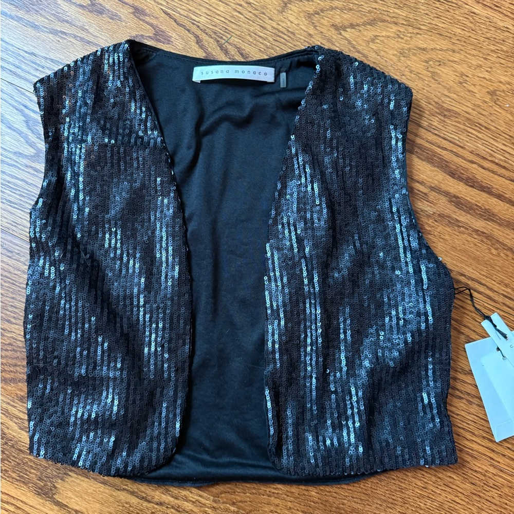 Susana Monaco Black Sequin Vest
